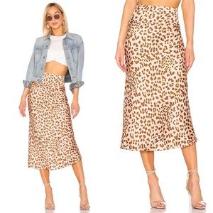 Free people normani biased leopard printed skirt